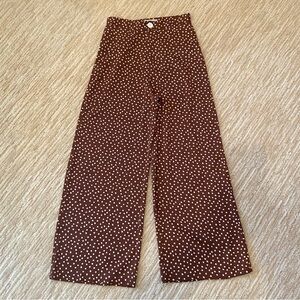 Urban Outfitters Size S-P Brown & Cream Polka Dot Silky Pants